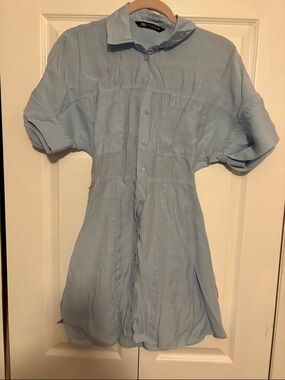 Zara Light Blue Short Sleeve Shirt Dress